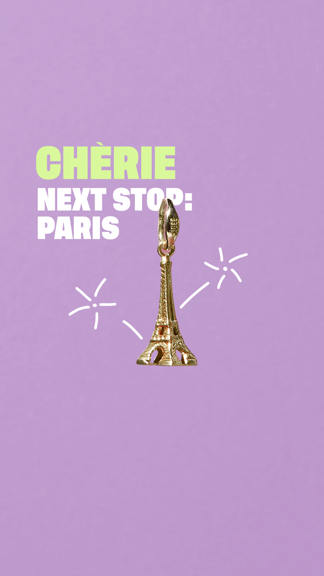 Chérie vintage Eiffel Tower charm pendant in 9kt yellow gold, ÂGÉE