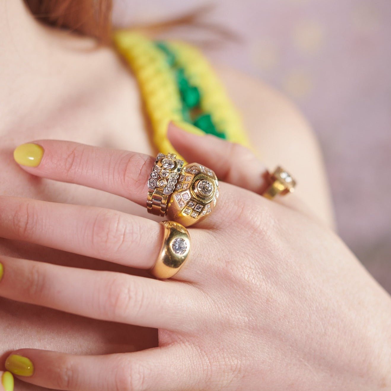 Vintage Gold Diamonds Ring For Women from 18ct Solid Yellow Gold | Aida | Vintage Jewelry | Lil Milan