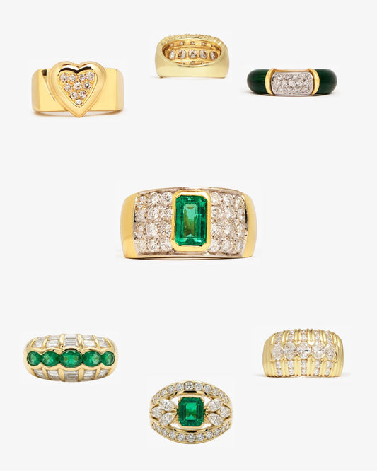 Vintage rings from every era — collage scouted by ÂGÉE