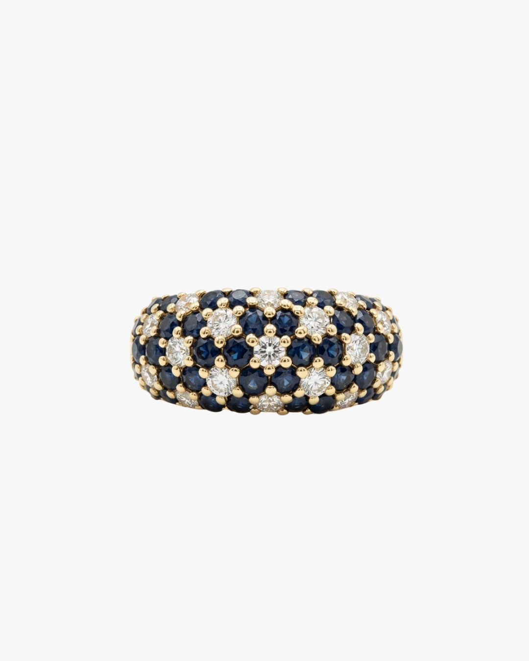 Audrey vintage bombé ring in 18kt yellow gold with sapphires and diamonds, ÂGÉE