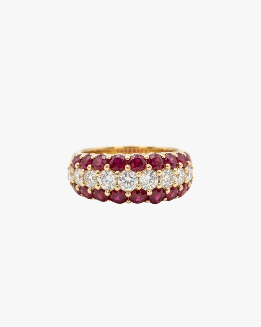 Scarlett vintage band ring in 18kt yellow gold with rubies and diamonds, ÂGÉE