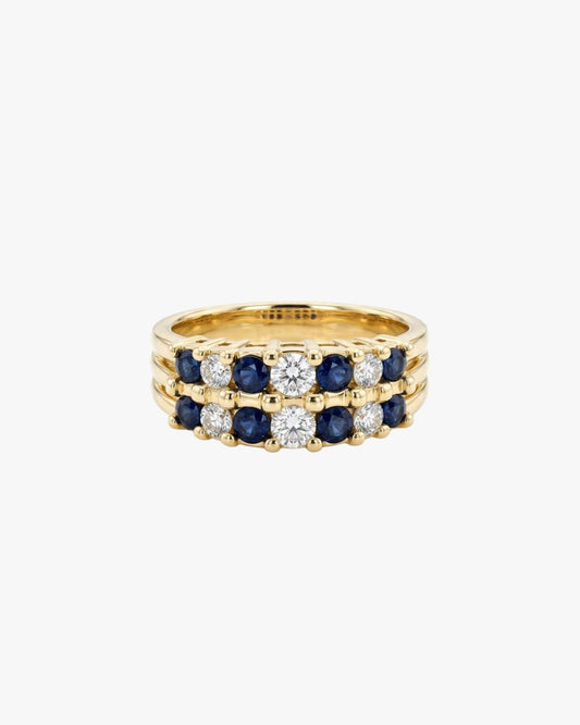 Vivian vintage ring in 18kt yellow gold with sapphires and diamonds, ÂGÉE